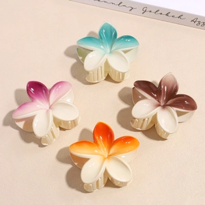Chic gradient flower hair claw clips in four candy colors for stylish updo hairstyles