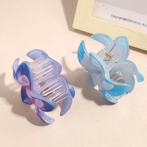 Pinces à cheveux en forme de fleur mate avec dégradé violet et bleu pour coiffure