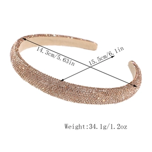 Detailed size specifications of the champagne gold rhinestone sponge headband