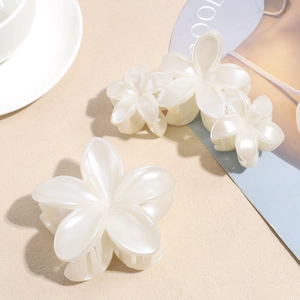 Ensemble de pinces à cheveux élégantes en forme de lys blanc crème avec strass