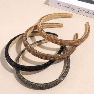 Fashion Padded Rhinestone Headband For Women Sparkly Full Drill Wide Hair Band Vintage Handmade Hair Accessories Party Gift