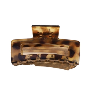 Classic tortoise shell hair claw clip with large square design in matte translucent finish