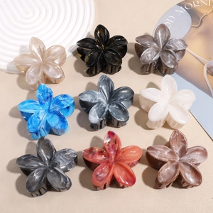 Korean Style Marble Pattern Acrylic Flower Hair Claw Elegant Non-Slip Shark Clip Fashion Hair Accessories For Women Girls