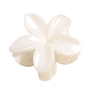 Pince à cheveux élégante en forme de lys blanc perlé avec strass pour femme