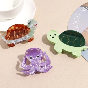 Creative acetate animal hair claws including sea turtle and purple octopus designs