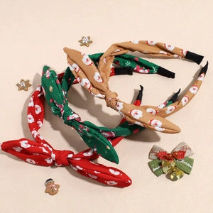 Set di 3 cerchietti natalizi con stampe di Babbo Natale e fiocchi di neve su tessuto
