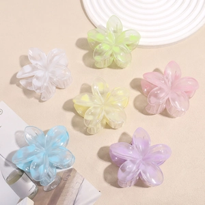 Fashion Sweet Candy Color Ink Wash Flower Hair Claw Clip For Women Resin Floral Hair Clamp Elegant Daily Hair Accessory