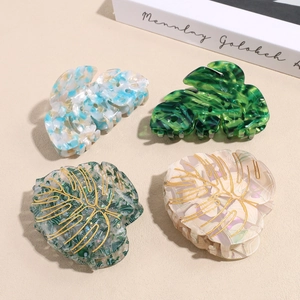 Handmade Monstera Leaf Acetate Hair Claw Clip Tropical Forest Style Large Shark Clip Fashion Hair Accessory For Women