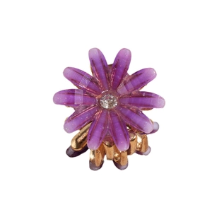 Lilafarbene Blumen-Haarklammer mit glitzerndem Strassstein und goldener Basis