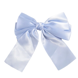 Elegant light blue double-layered satin bow hair clip with polished ribbon finish