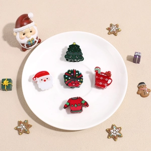 Barrettes à Cheveux en Résine de Noël Père Noël Arbre Pull Couronne Tasse Formes Mini Pinces à Cheveux Femmes Accessoires Cheveux