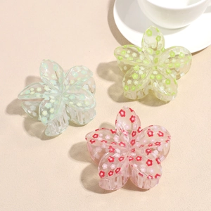 Molla per Capelli in Resina con Stampa Floreale Dolce Stile Coreano Elegante Fermaglio per Capelli Accessorio per Donna Ragazza