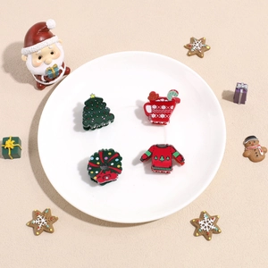 Lot de 4 pinces à cheveux de Noël en résine avec sapin, couronne et motifs festifs