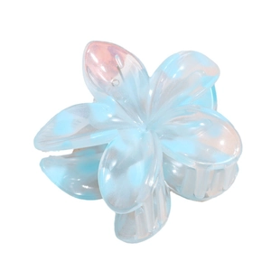 Floral hair claw clip with blue and pink gradient design in translucent acrylic finish