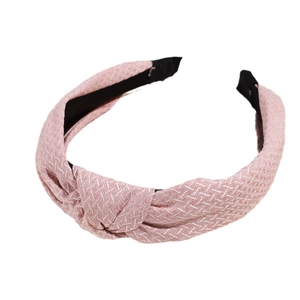 Serre-tête large rose avec nœud et texture tressée, accessoire de coiffure élégant pour femme