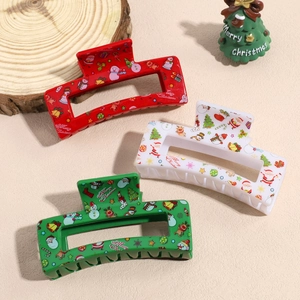 Große Weihnachten Haarklammer Acryl Weihnachtsmann Schneemann Bemalt Haarspange Festlich Urlaub Party Haarschmuck Geschenk