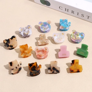 Mini Molletta per Capelli in Acetato per Donna Bambini Simpatica Forma di Orso Gatto Fatto a Mano Stile Coreano Accessori