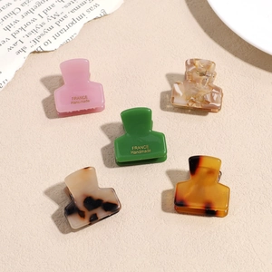 Set di 5 mini mollette per capelli in acetato colorato con motivi marmorizzati