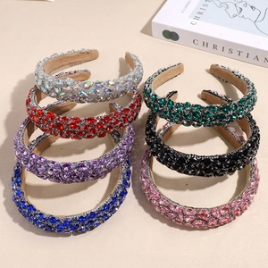 Baroque Padded Rhinestone Headband For Women Luxury Vintage Wide Sponge Hairband Sparkling Crystal Headpiece Banquet Party Jewelry