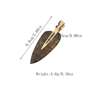 Detailed dimensions of tortoise shell acetate hair clip showing length, width and weight
