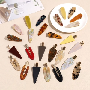 French Style Acetate Geometric Duckbill Hair Clips Vintage Marble Texture Hairpin Barrettes For Women Hair Styling Accessories