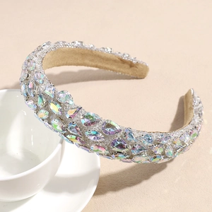 Detailed close-up of Baroque headband featuring colorful AB rhinestones and crystals