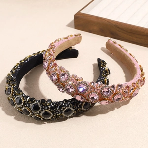Baroque style luxury headbands with sparkling rhinestones and colorful crystals