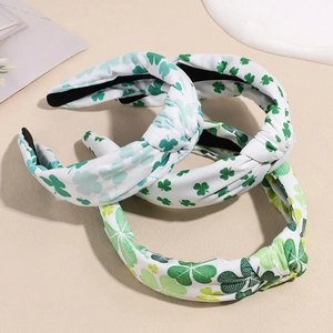 Lot de trois serre-têtes noués pour la Saint-Patrick avec motifs trèfles verts sur tissu