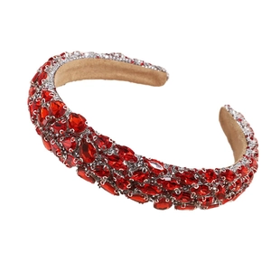 Elegant baroque headband with red rhinestones and soft lining for a luxury look