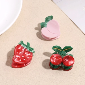 Sweet Acetate Fruit Shape Hair Claw Clips Strawberry Cherry Peach Bangs Clips Korean Style Hair Accessories For Women Girls