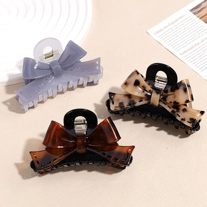 French Style Acetate Bow Hair Claw Clip Elegant Leopard Print Tortoiseshell Large Shark Clip Women Thick Hair Accessories