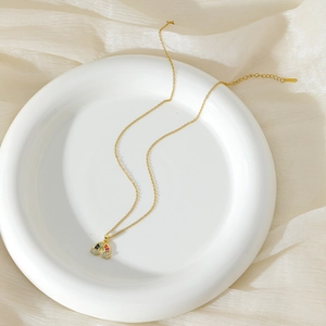 Collier arc-en-ciel plaqué or 18k en acier inoxydable avec pendentif nuage en zircons brillant