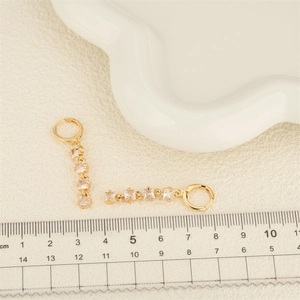 Elegant gold plated tassel drop earrings with four square zircon stones for women