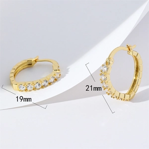 Elegant gold heart-shaped hoop earrings with pave-set cubic zirconia in 19mm and 21mm