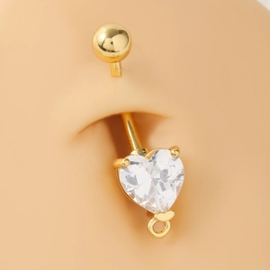 Piercing de Nombril Coeur en Acier Inoxydable avec Zirconia Plaqué Or Bijoux pour Femme Mode Piercing Corps