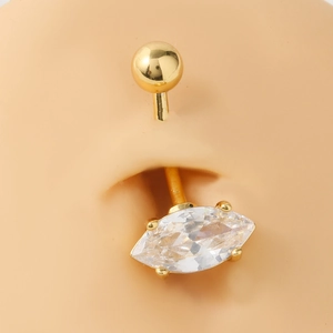 Elegant Stainless Steel Marquise Zirconia Belly Button Ring Gold Plated Piercing Jewelry For Women Sexy Body Accessories