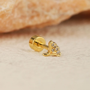 Boucle d'oreille cartilage dorée en acier inoxydable avec cinq zircons étincelants