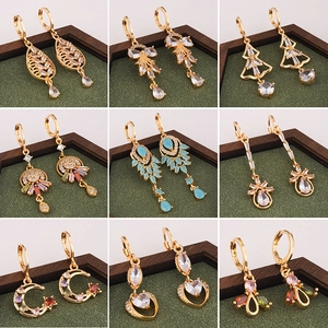 Kupfer Zirkonia Blumen Quaste Ohrhänger Für Damen Elegant Gold Beschichtet Vintage Lange Hängeohrringe Für Party Geschenk