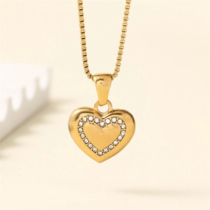 Elegante Hart Hanger Ketting 18K Verguld Roestvrij Staal Zirkonia Ingelegd Venetiaanse Schakel Mode Vrouwen Sieraden