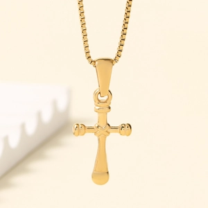 Mode Edelstahl 18K Vergoldet Kreuz Anhänger Halskette Für Damen Minimalistische Boxkette Religiöser Schmuck Geschenk