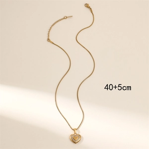 18k vergulde roestvrijstalen harthanger ketting met strass steentjes en 40+5 cm ketting