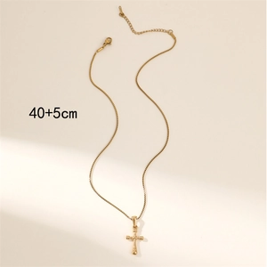 Klassische Kreuzkette aus 18K vergoldetem Edelstahl mit polierter Box-Kette für Damen