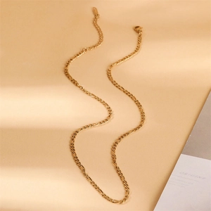 Classic 18K gold plated stainless steel Figaro link chain necklace with lobster clasp