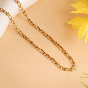 Classic 18K gold plated stainless steel Figaro chain necklace in a retro minimalist style