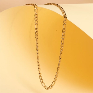 Classic 18K gold plated stainless steel Figaro chain necklace for hip hop jewelry style