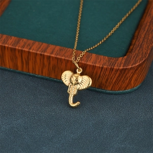 18K gold plated stainless steel necklace featuring a 3D elephant pendant and fine chain