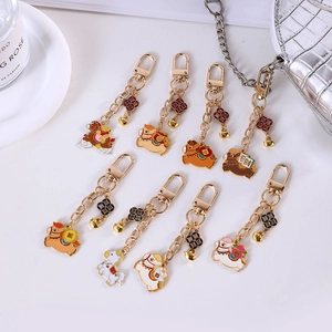 Running horse zodiac keychain set with gold zinc alloy and colorful enamel charms