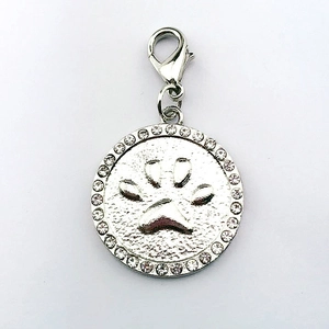 Sparkling pet collar charm with paw print pendant and rhinestones for small dogs