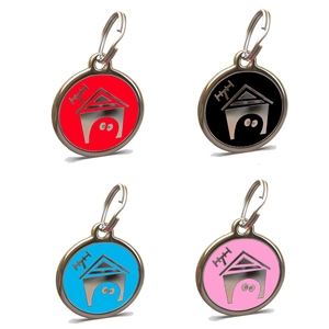 Zinc alloy pet ID tag set with dog house design in red black blue and pink