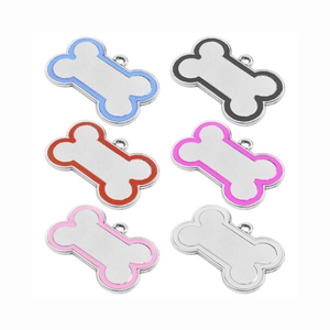 Bone Shaped Pet ID Tag Personalized Dog Identification Name Plate Zinc Alloy Engravable Enamel Border Collar Charm Accessory